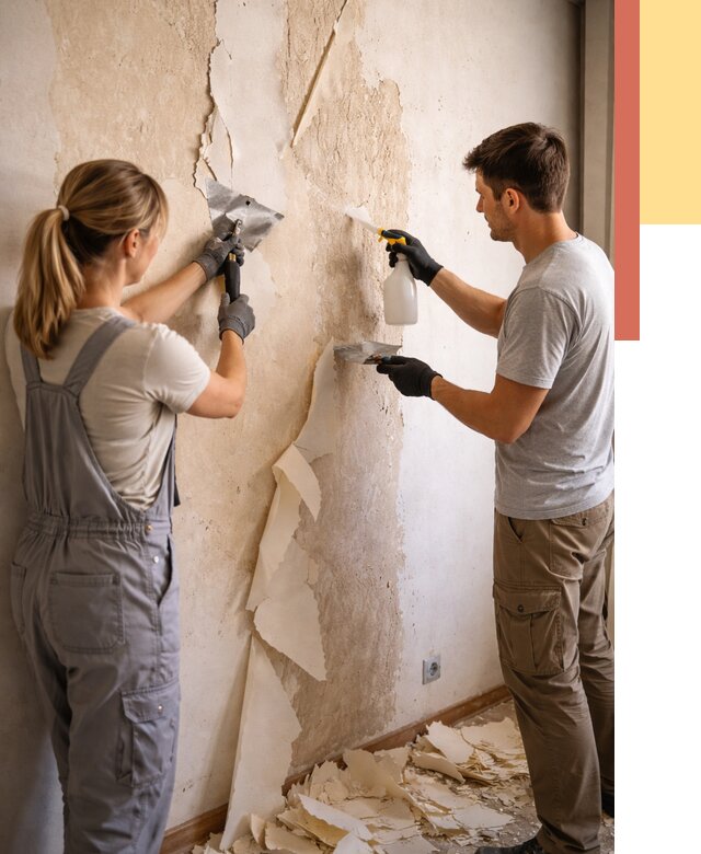 Снятие старых обоев в Дюртюли от 5473 руб. под ключ недорого | ОТДЕЛОЧНИК-Дюр