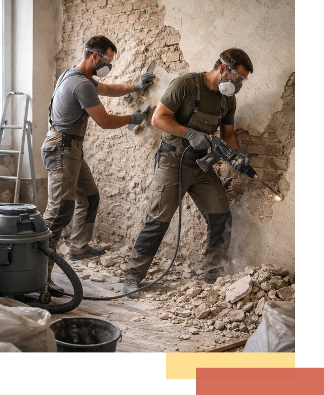 Демонтаж штукатурки со стен в Дюртюли быстро и аккуратно
