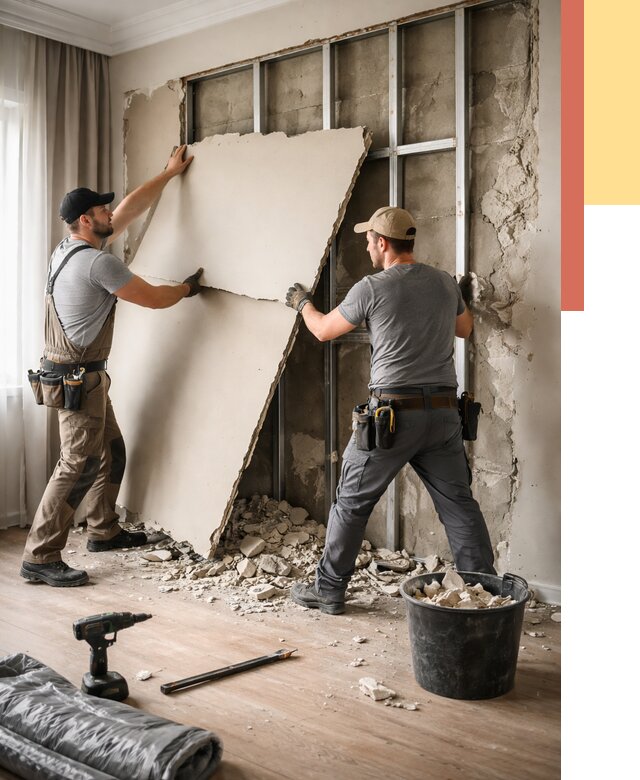 Демонтаж гипсокартона со стен в Дюртюли от 365 руб. — услуги демонтажа | ОТДЕЛОЧНИК-Дюр