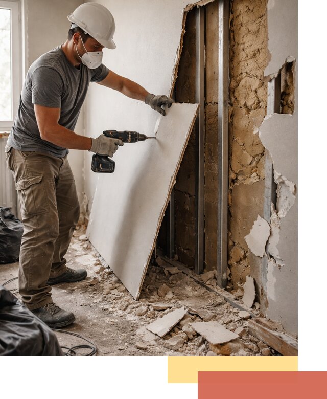 Демонтаж гипсокартона со стен в Дюртюли качественно и быстро