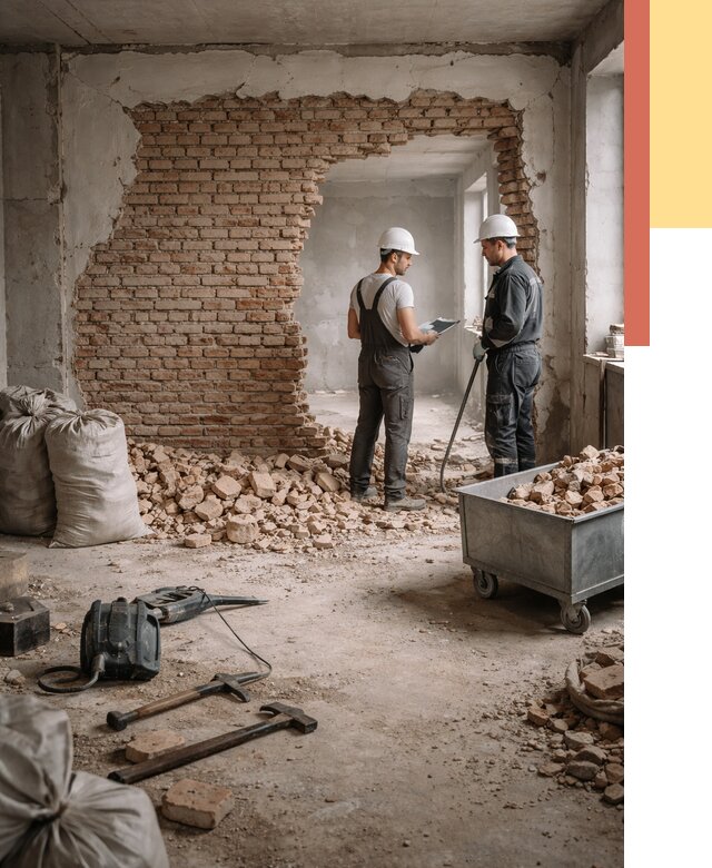 Демонтаж кирпичных стен в Дюртюли от 4379 руб. — быстро, недорого, под ключ | ОТДЕЛОЧНИК-Дюр