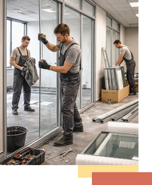 Демонтаж стеклянных перегородок в Дюртюли быстро и безопасно