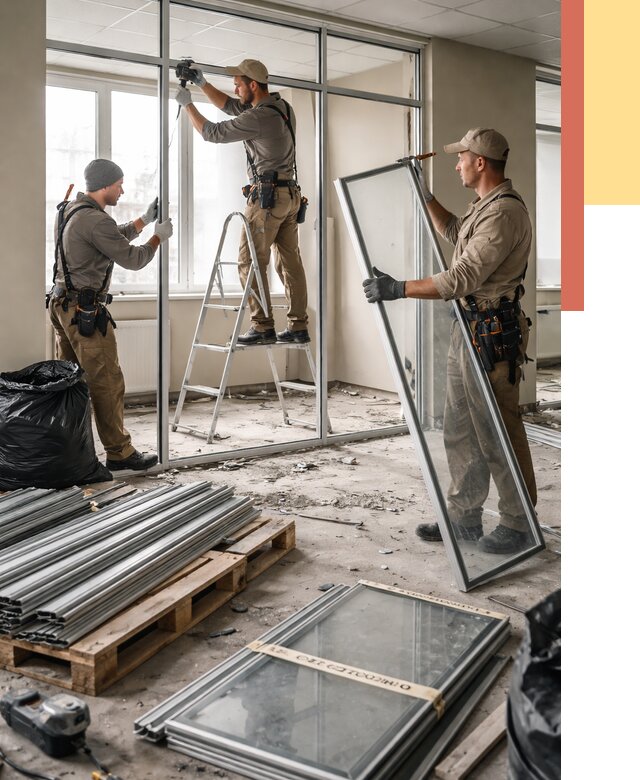 Демонтаж алюминиевых перегородок в Дюртюли от 4379 руб. — быстро и недорого | ОТДЕЛОЧНИК-Дюр