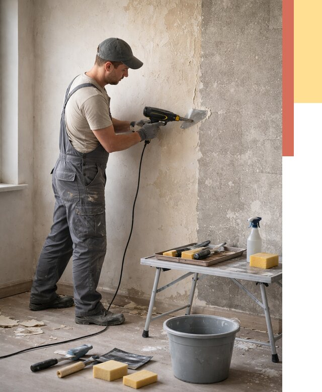 Очистка стен от клея в Дюртюли от 1929 руб. — снятие и удаление клея со стен | ОТДЕЛОЧНИК-Дюр