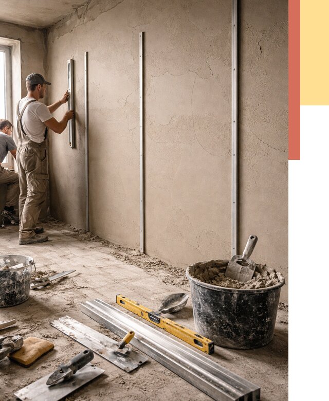 Штукатурка стен по маякам в Дюртюли от 5734 руб./м² — выравнивание под ключ | ОТДЕЛОЧНИК-Дюр