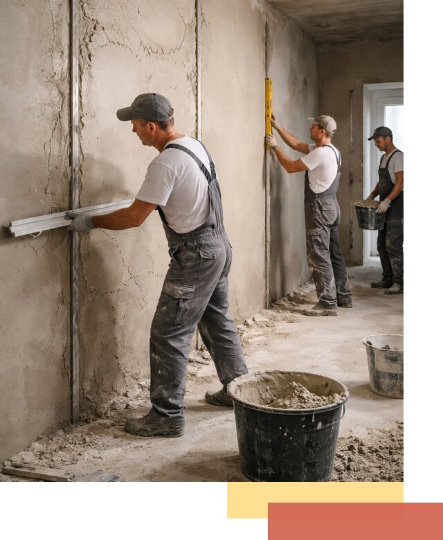 Штукатурка стен по маякам в Дюртюли — точная и ровная поверхность