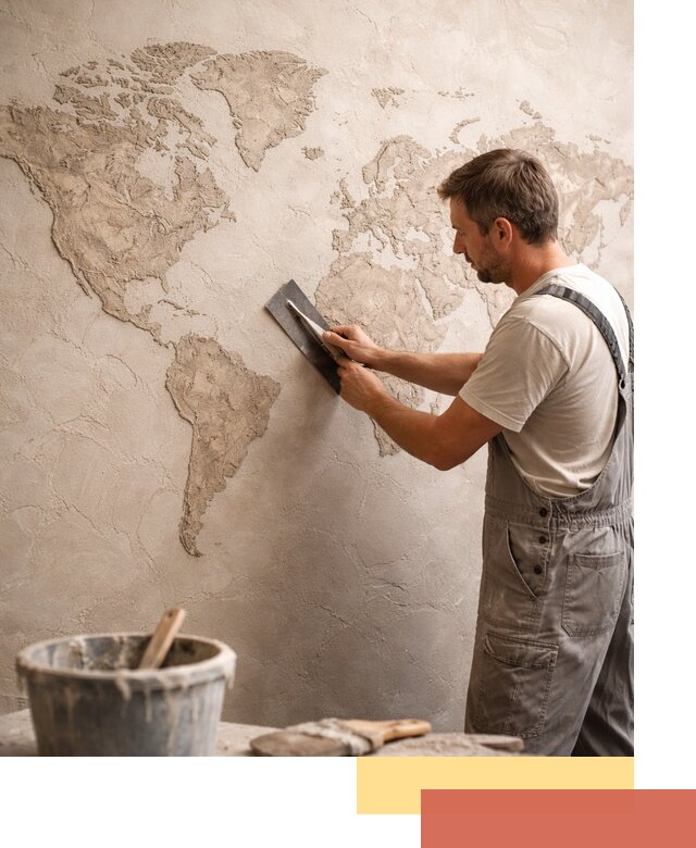 Декоративная штукатурка «Карта мира» под ключ в Дюртюли