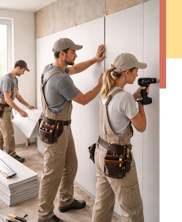 Монтаж ПВХ панелей на стены в Дюртюли от 469 руб/м2 — быстро и недорого | ОТДЕЛОЧНИК-Дюр