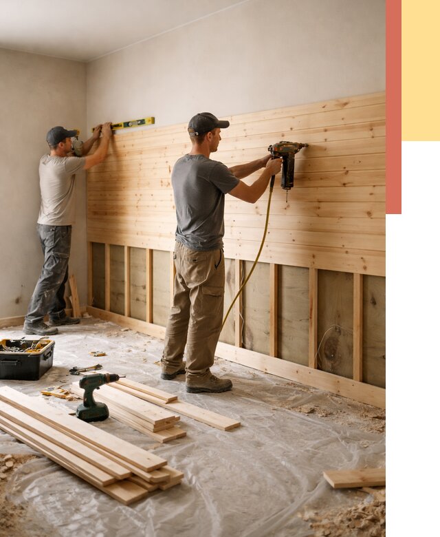 Монтаж деревянной вагонки на стены в Дюртюли от 7819 руб. | Услуги монтажа вагонки | ОТДЕЛОЧНИК-Дюр