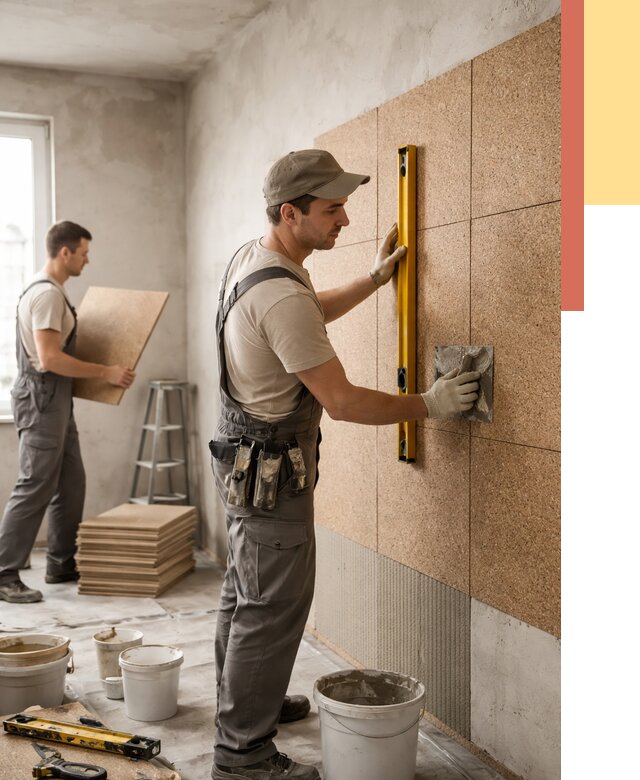 Монтаж пробковых панелей на стены в Дюртюли от 3649 руб. — ОТДЕЛОЧНИК-Дюр