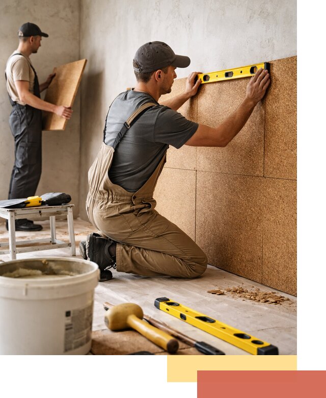 Монтаж пробковых панелей на стены в Дюртюли быстро и качественно