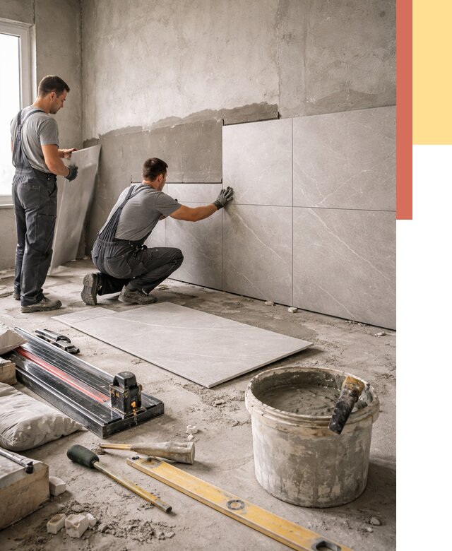 Облицовка стен керамогранитом в Дюртюли от 4379 руб./м² — услуги под ключ | ОТДЕЛОЧНИК-Дюр