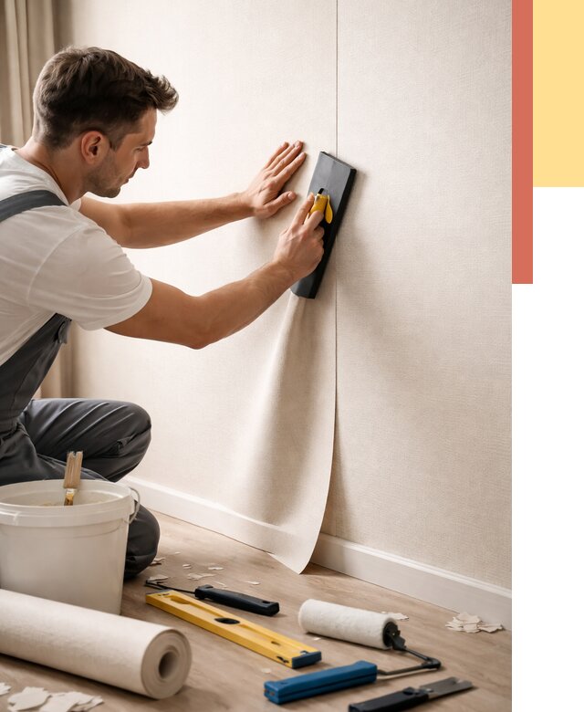 Поклейка виниловых обоев в Дюртюли от 4691 руб. | Быстро и недорого — ОТДЕЛОЧНИК-Дюр