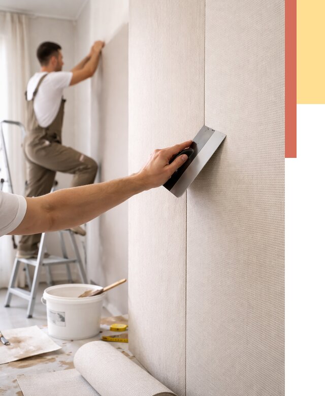 Поклейка текстильных обоев в Дюртюли от 4691 руб. под ключ | ОТДЕЛОЧНИК-Дюр