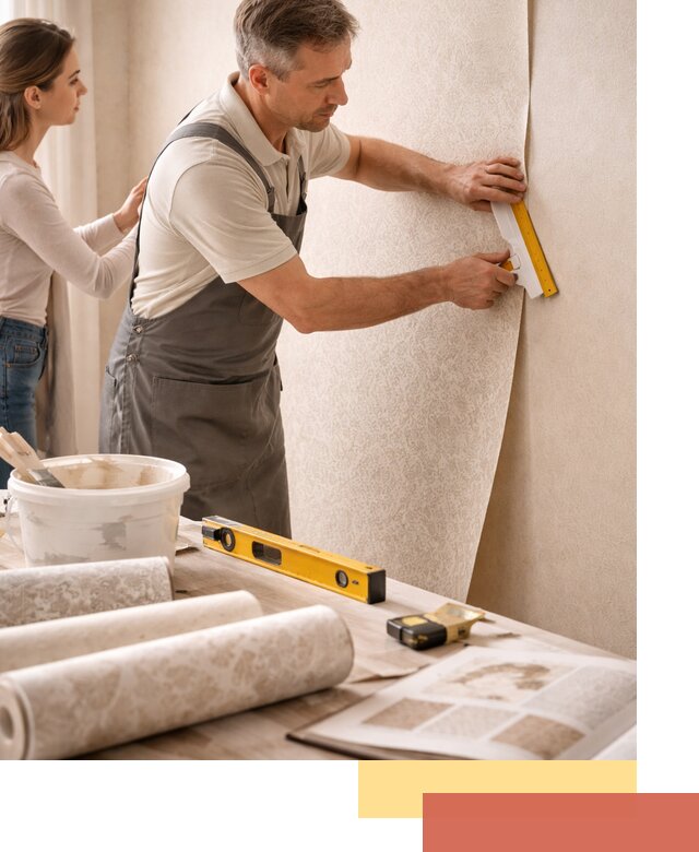 Поклейка обоев с подбором рисунка в Дюртюли