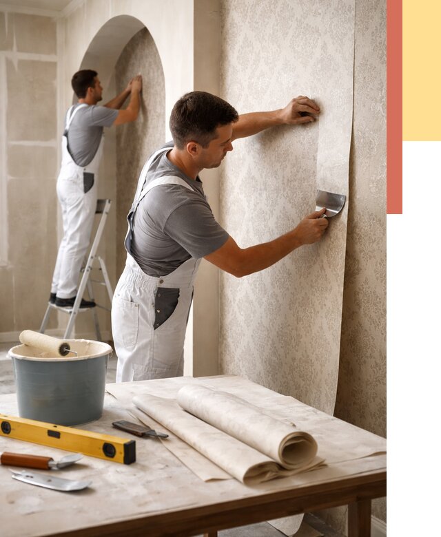 Поклейка обоев на сложные стены в Дюртюли от 2919 руб. под ключ | ОТДЕЛОЧНИК-Дюр