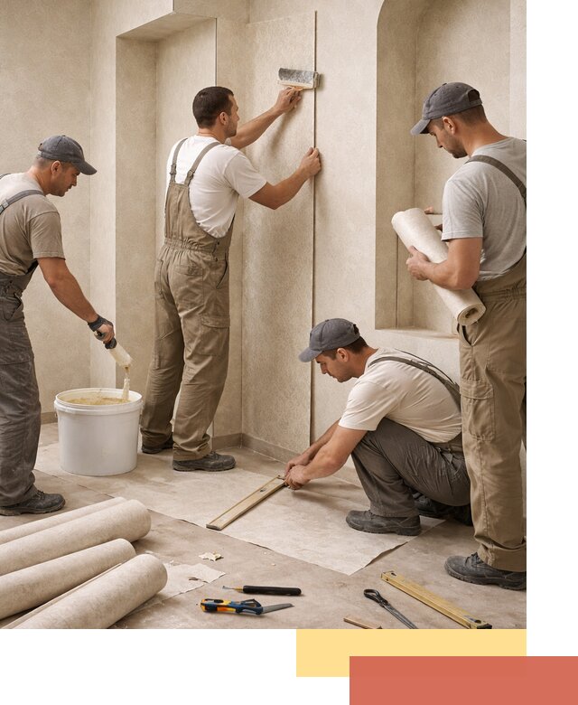 Поклейка обоев на сложные стены и неровные поверхности в Дюртюли