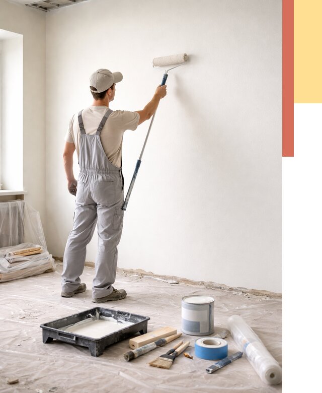 Покраска стен водоэмульсионной краской в Дюртюли от 469 руб. за м² | ОТДЕЛОЧНИК-Дюр