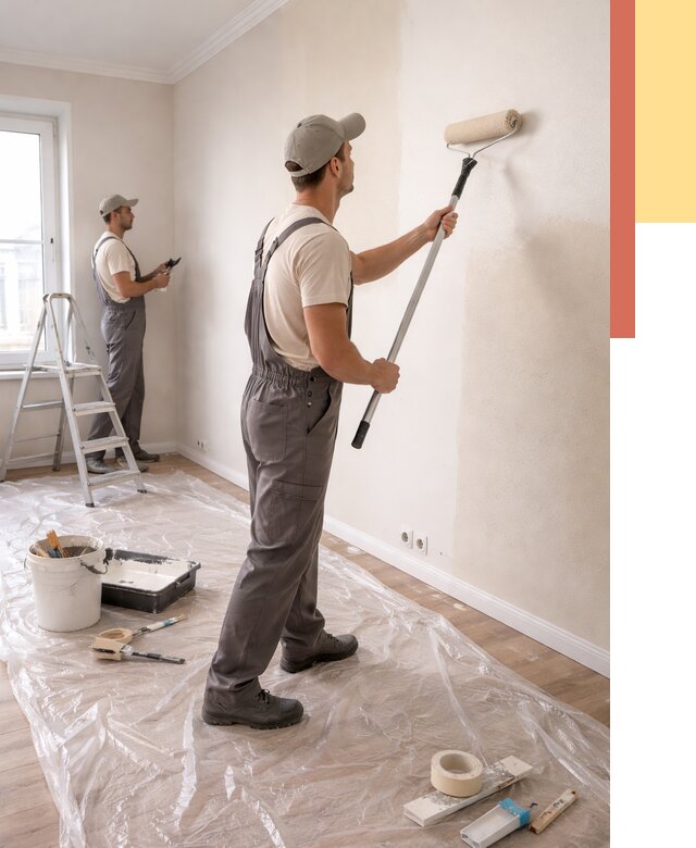 Покраска стен акриловой краской в Дюртюли от 3649 руб./м² — быстро и недорого | ОТДЕЛОЧНИК-Дюр