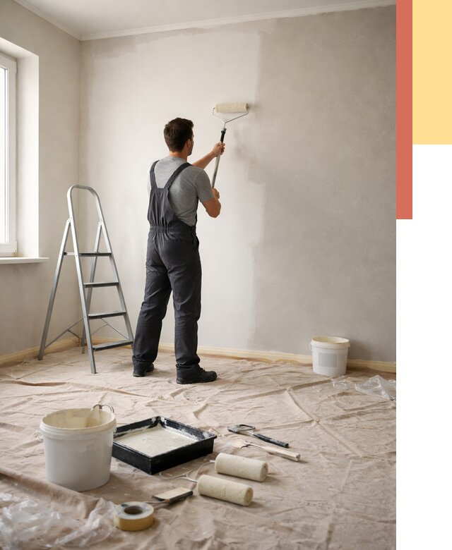 Покраска стен моющейся краской в Дюртюли от 365 руб./м² — быстро и недорого | ОТДЕЛОЧНИК-Дюр