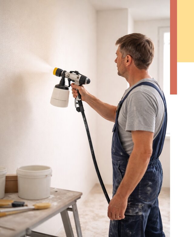 Покраска стен краскопультом в Дюртюли от 7819 руб. — механизированная покраска | ОТДЕЛОЧНИК-Дюр