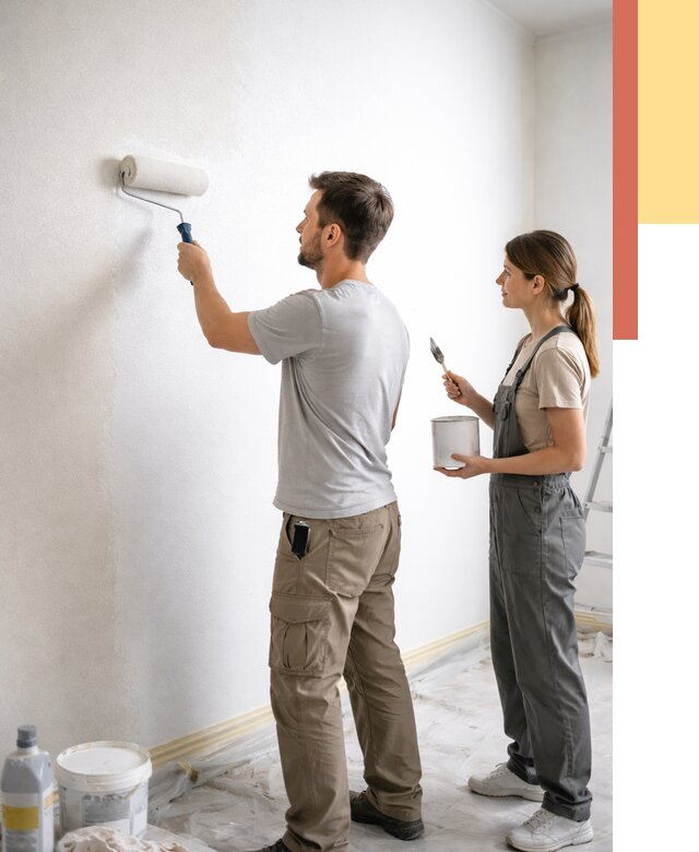 Окраска стен по стеклохолсту в Дюртюли от 4691 руб/м² под ключ | ОТДЕЛОЧНИК-Дюр