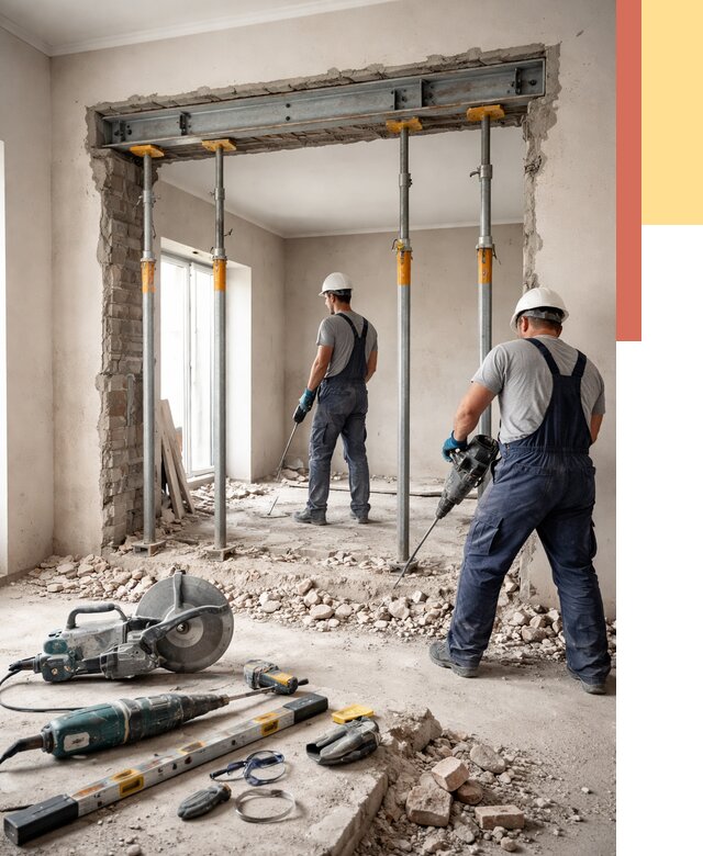 Прорезка проема в стене в Дюртюли от 4691 руб. — быстро и недорого | ОТДЕЛОЧНИК-Дюр