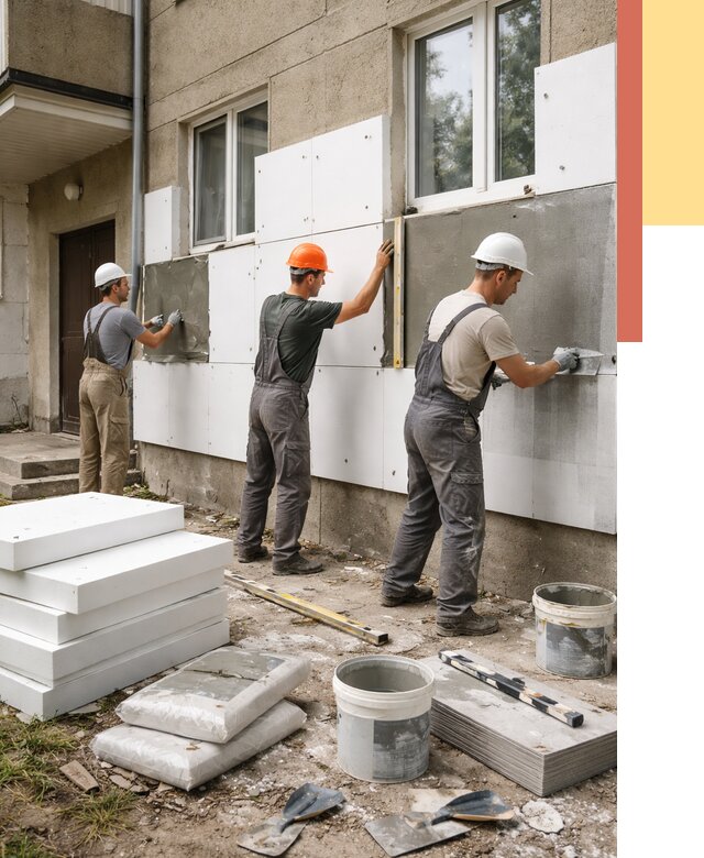 Утепление стен пенопластом в Дюртюли от 1824 руб. — недорого и под ключ | ОТДЕЛОЧНИК-Дюр