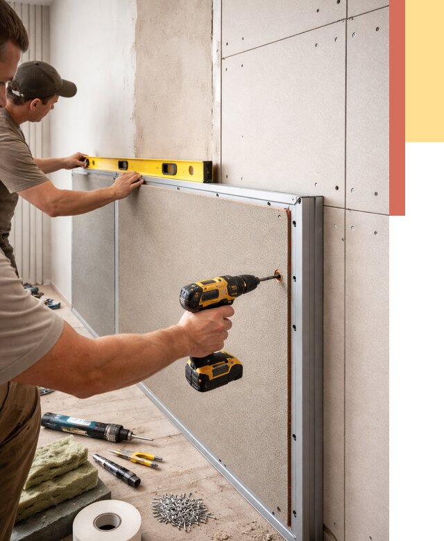 Шумоизоляция стен панелями ЗИПС в Дюртюли от 2294 руб./м² под ключ | ОТДЕЛОЧНИК-Дюр