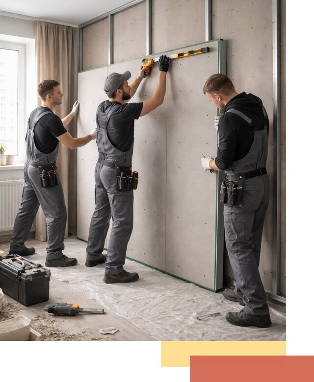 Шумоизоляция стен панелями ЗИПС в Дюртюли для жилых и коммерческих помещений