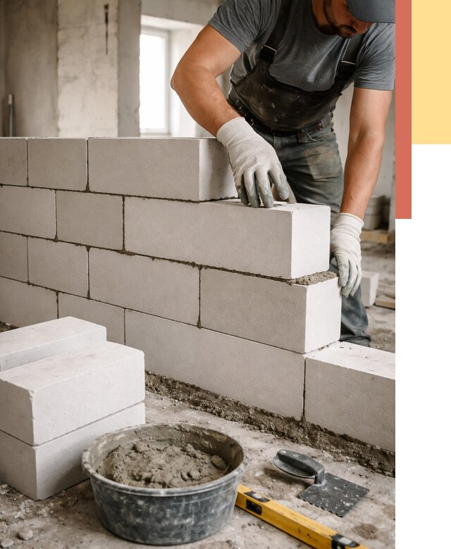 Кладка перегородок из силикатного блока в Дюртюли от 4170 руб. под ключ | ОТДЕЛОЧНИК-Дюр