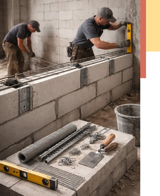 Армирование кладки перегородок в Дюртюли от 782 руб. под ключ | ОТДЕЛОЧНИК-Дюр