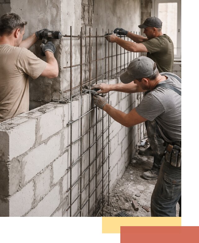 Армирование кладки перегородок в Дюртюли профессионально и надёжно