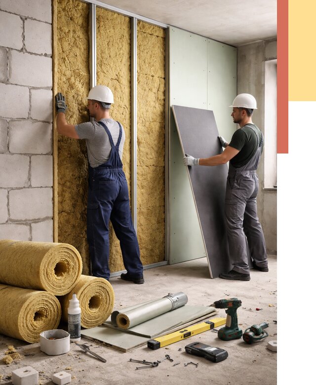 Шумоизоляция перегородок из блоков в Дюртюли от 1929 руб./м² — быстро и недорого | ОТДЕЛОЧНИК-Дюр