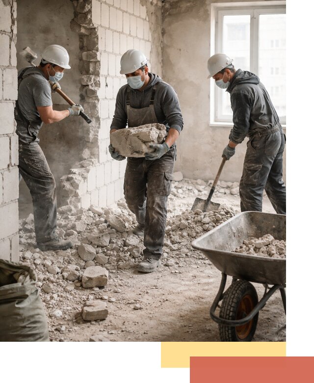 Демонтаж блочных перегородок в Дюртюли быстро и аккуратно