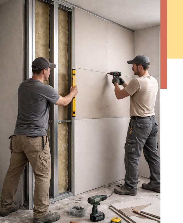 Монтаж двухслойной перегородки из гипсокартона в Дюртюли от 1512 руб. | ОТДЕЛОЧНИК-Дюр