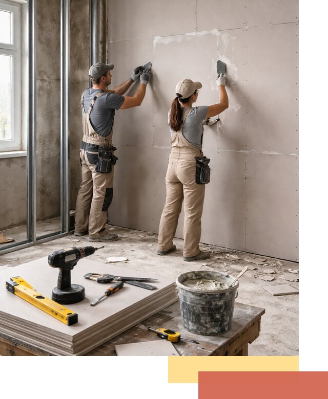 Монтаж двухслойной перегородки из гипсокартона в Дюртюли