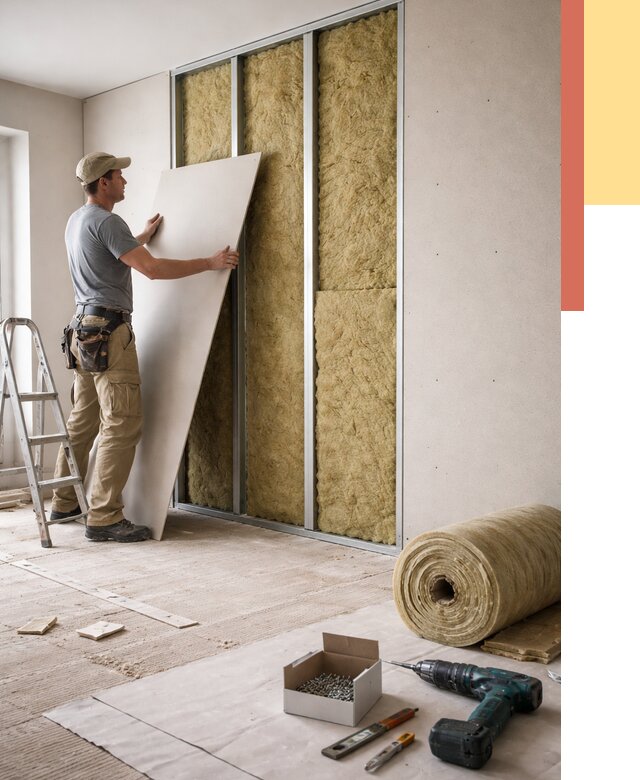 Перегородка из гипсокартона с шумоизоляцией в Дюртюли от 3253 руб. | ОТДЕЛОЧНИК-Дюр