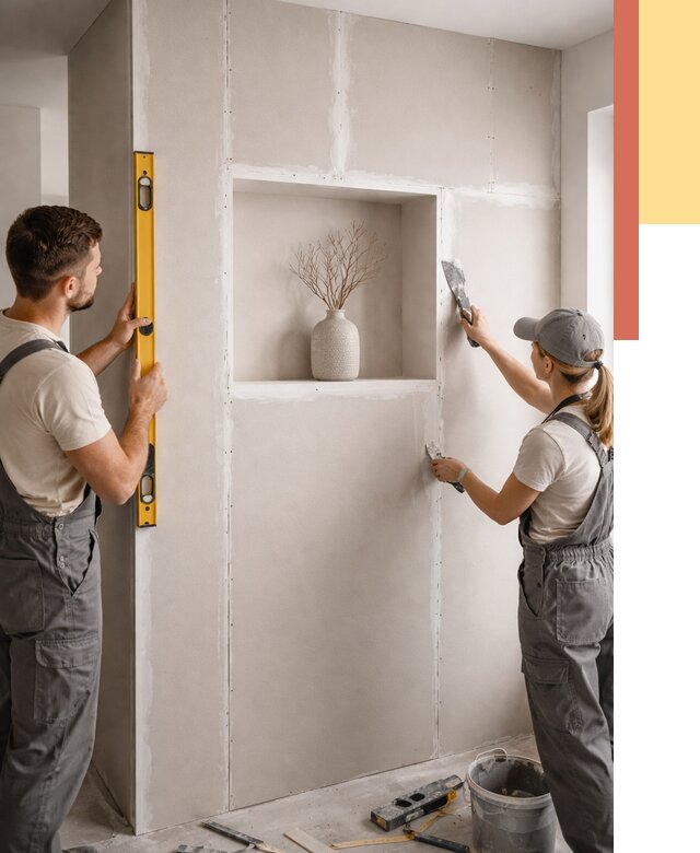 Перегородка из гипсокартона с нишей в Дюртюли от 3388 руб. под ключ | ОТДЕЛОЧНИК-Дюр