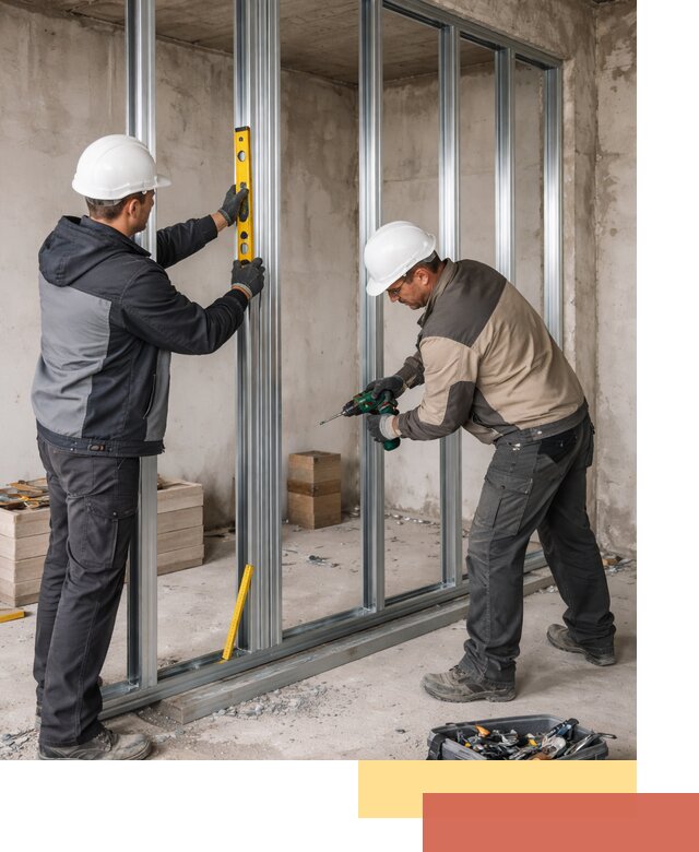 Монтаж каркаса перегородки из профиля в Дюртюли