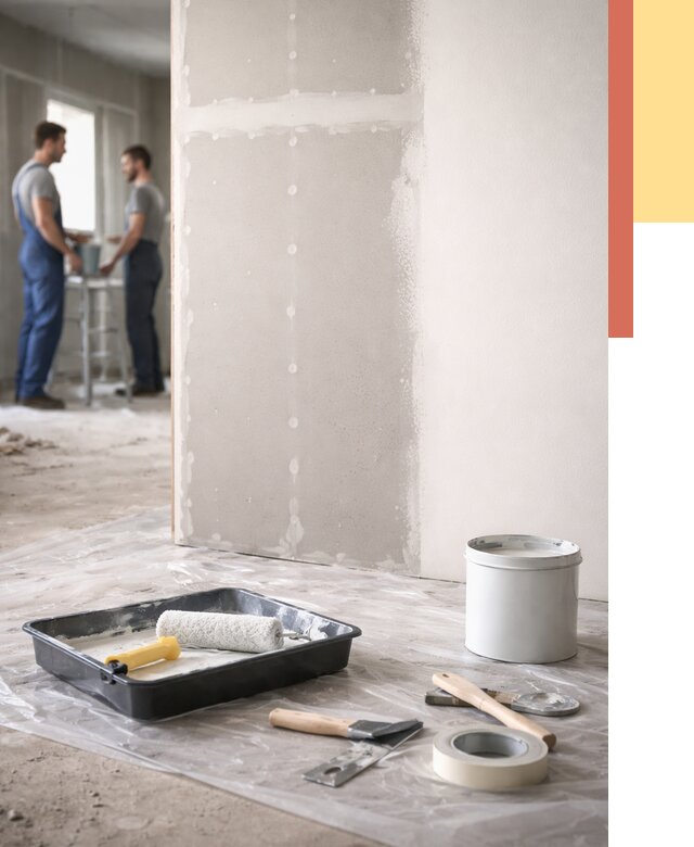 Покраска перегородок из гипсокартона в Дюртюли от 4691 руб. под ключ | ОТДЕЛОЧНИК-Дюр