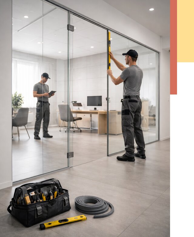 Цельностеклянные перегородки под ключ в Дюртюли от 9904 руб. — монтаж и цены | ОТДЕЛОЧНИК-Дюр