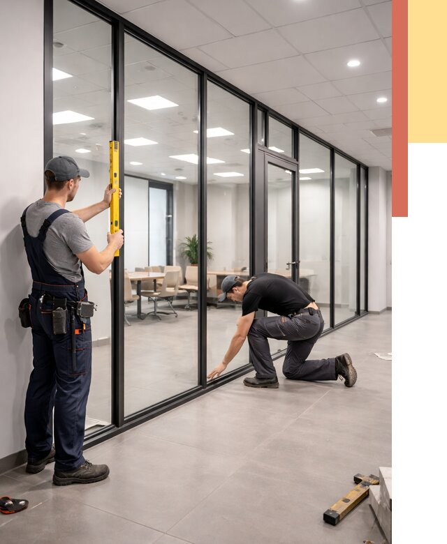 Каркасные стеклянные перегородки в Дюртюли под ключ от 9591 руб. | ОТДЕЛОЧНИК-Дюр