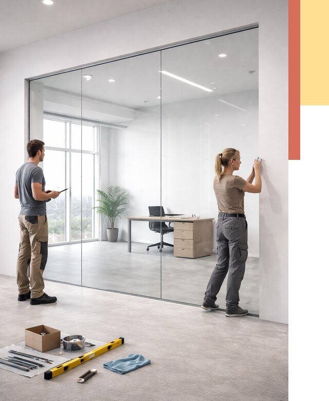 Перегородки из закаленного стекла в Дюртюли от 9904 руб. под ключ | ОТДЕЛОЧНИК-Дюр