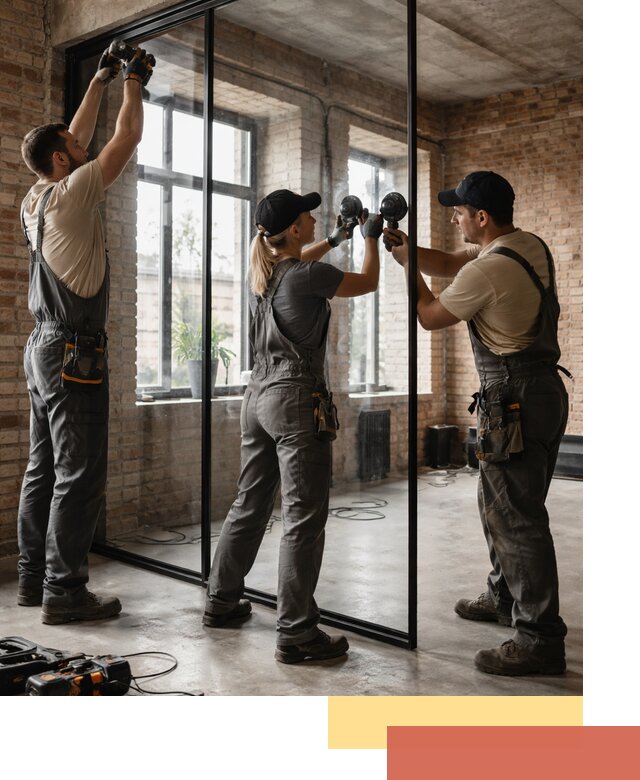 Стеклянные перегородки лофт — изготовление и монтаж в Дюртюли