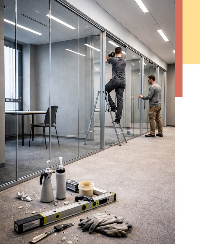 Стеклянные офисные перегородки в Дюртюли от 8861 руб. — монтаж и установка | ОТДЕЛОЧНИК-Дюр