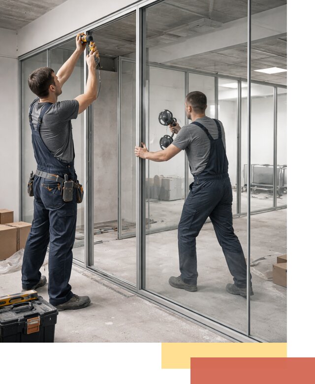 Алюминиевые перегородки со стеклом в Дюртюли — изготовление и монтаж