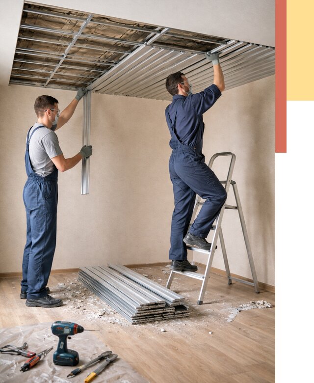 Демонтаж реечного потолка в Дюртюли от 4691 руб. быстро и недорого | ОТДЕЛОЧНИК-Дюр