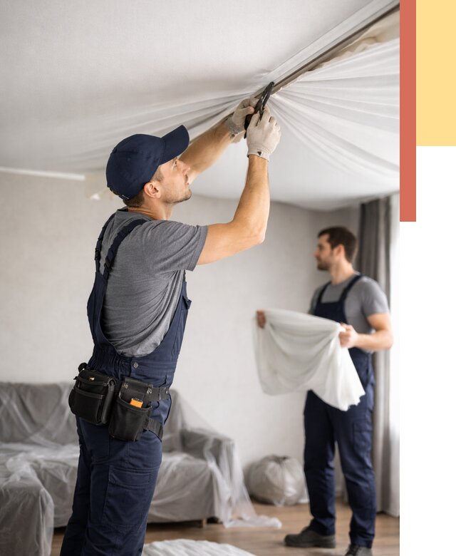 Демонтаж натяжного потолка в Дюртюли от 4691 руб. — снятие и разбор под ключ | ОТДЕЛОЧНИК-Дюр