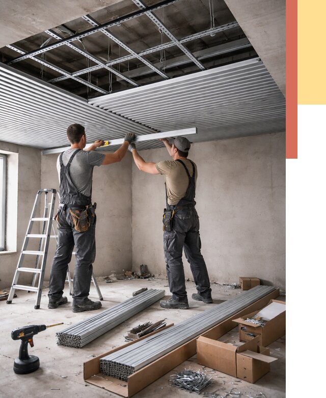 Монтаж реечного потолка в Дюртюли от 4691 руб. под ключ | ОТДЕЛОЧНИК-Дюр